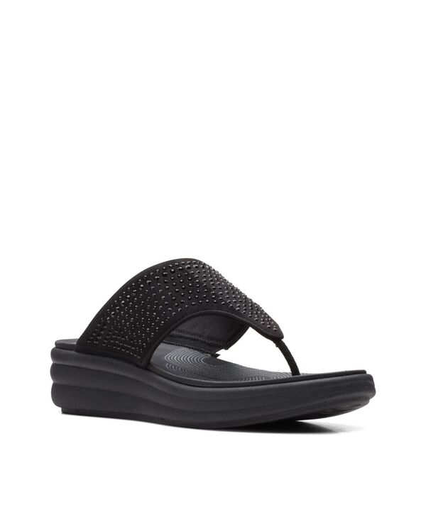 クラークス レディース シューズ サンダル Clarks Women\u0027s Cloudstepper Drift Jaunt Wedge Sandals Black Interest 黒いこと