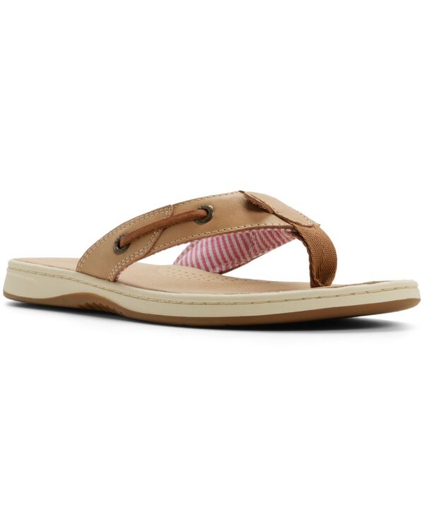 スペリー レディース シューズ サンダル Sperry Women\u0027seafish Flip Flop Sandals Tan Red Stripe 赤いこと