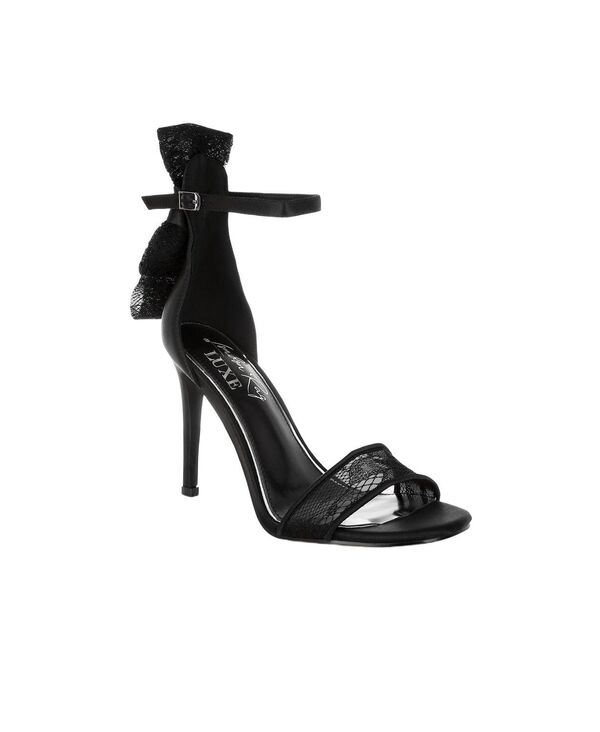 ロンドンラグ レディース シューズ サンダル スピード競技 London Rag Women\u0027s Delancy Bow Detailace Stiletto Sandals Black 黒いこと