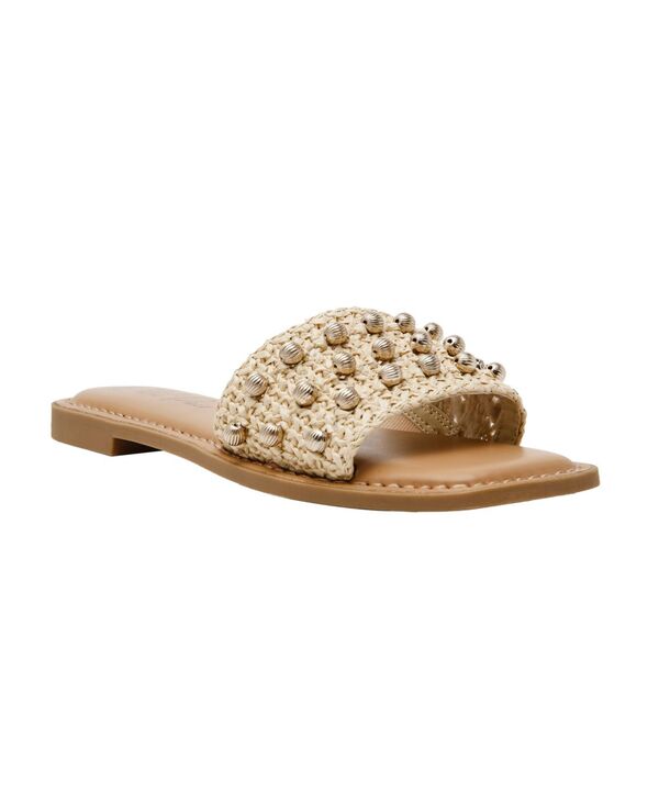 ワイルド 二人組 レディース シューズ サンダル Wild Pair Women\u0027s Grettaa Embellished Flat Slide Sandals Cream 皮膚軟化剤