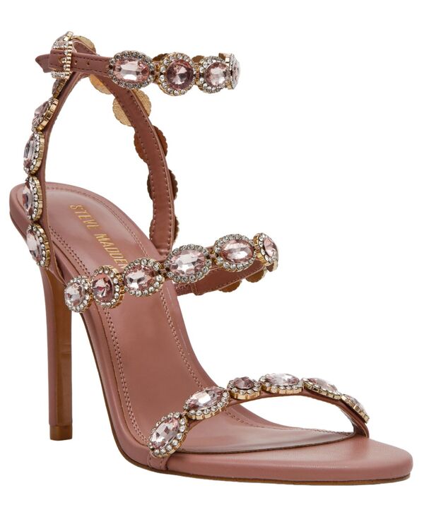 スティーブ マデン レディース シューズ サンダル Steve Madden Women's Tamala Gemstone-Embellished Strappy Dressandals Blush Rhinestone ブラッシュ｜ReVida 店
