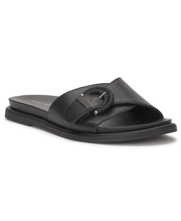 ラッキーブランド レディース シューズ サンダル Lucky Brand Women\u0027suszie Buckle Slide Flat Sandals Black Summer Haze Leather 黒いこと