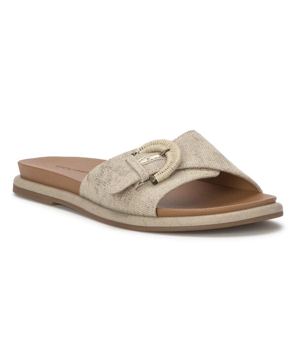 ラッキーブランド レディース シューズ サンダル Lucky Brand Women\u0027suszie Buckle Slide Flat Sandals Natural Metallic Linen メタリック