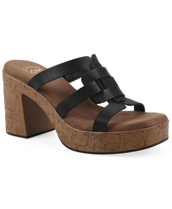 白いことお山 レディース シューズ サンダル プラットホーム White Mountain Women\u0027s Barillo Platform Sandals Black 黒いこと