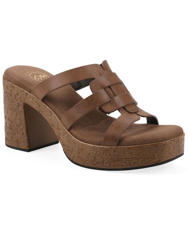 白いことお山 レディース シューズ サンダル プラットホーム White Mountain Women\u0027s Barillo Platform Sandals Dark Tan タン