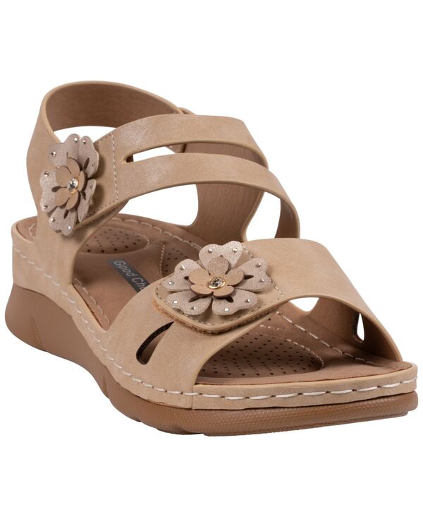 ジーシーシューズ レディース サンダル GC Shoes Women\u0027s Cadance Double Band Rosette Comfort Sandals Nude