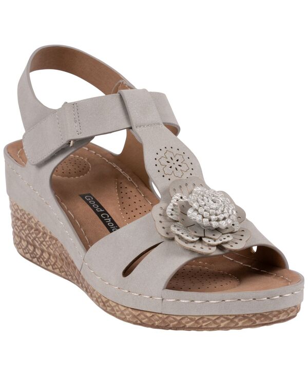ジーシーシューズ レディース サンダル 御花柄 御花 GC Shoes Women\u0027s Chirp Floral Wedge Sandals Light Gray 薄墨色