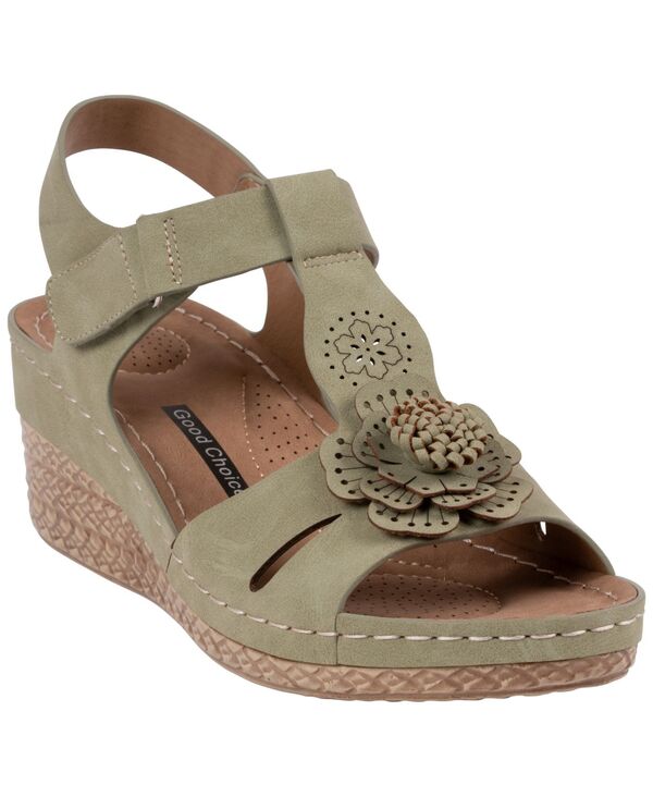 ジーシーシューズ レディース サンダル 御花柄 御花 GC Shoes Women\u0027s Chirp Floral Wedge Sandalsage サルヴィア