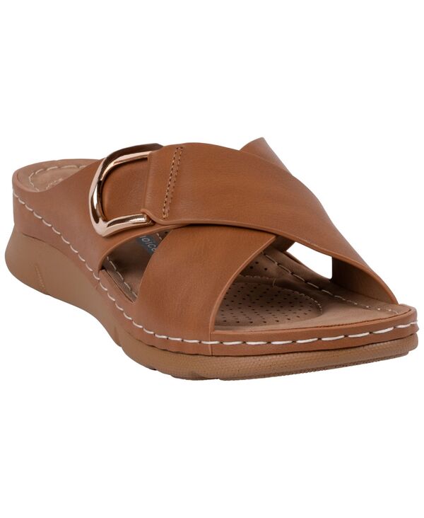 ジーシーシューズ レディース サンダル GC Shoes Women\u0027s Eanna Crisscross Comfort Wedge Sandals Tan タン