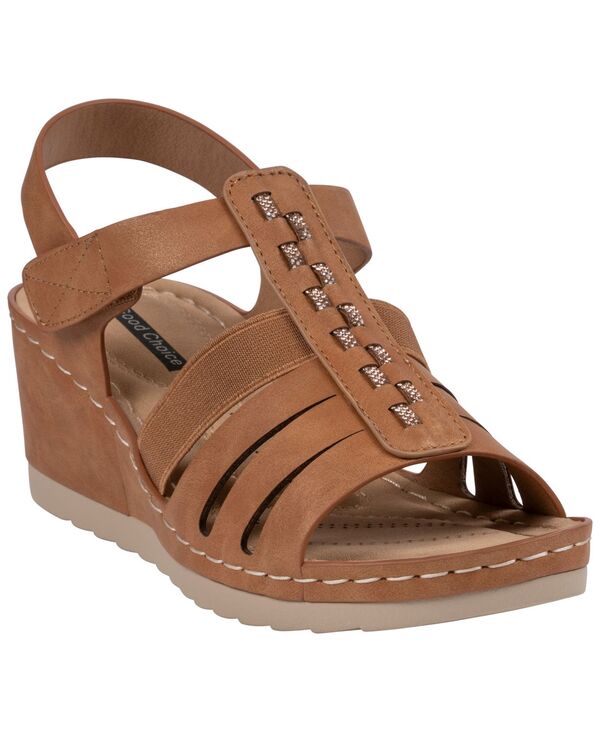 ジーシーシューズ レディース サンダル GC Shoes Women\u0027s Yuna Strappy Round Toe Wedge Sandals Tan タン