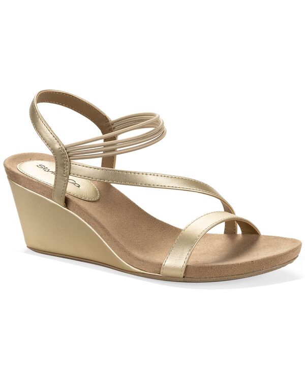スタイルアンドコー レディース シューズ サンダル Style \u0026 Co Women\u0027s Madysonn Elastic Strappy Wedge Sandals Gold ゴールド