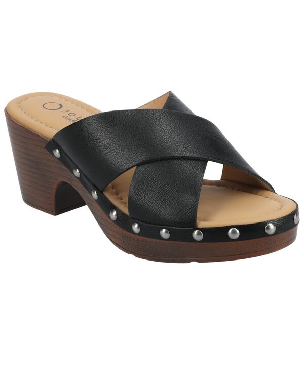 ジュルネ 寄せあわせ レディース シューズ サンダル 踵 Journee Collection Women\u0027silvana Studded Stacked Heel Sandals Black 黒いこと
