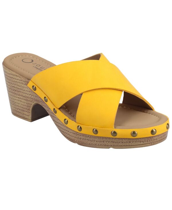 ジュルネ 寄せあわせ レディース シューズ サンダル 踵 Journee Collection Women\u0027silvana Studded Stacked Heel Sandals Mango