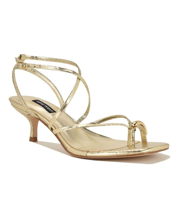 ナインウェスト レディース シューズ サンダル 踵 Nine West Women\u0027s Maystrappy Toe Loop Kitten Heel Dressandals Gold ゴールド