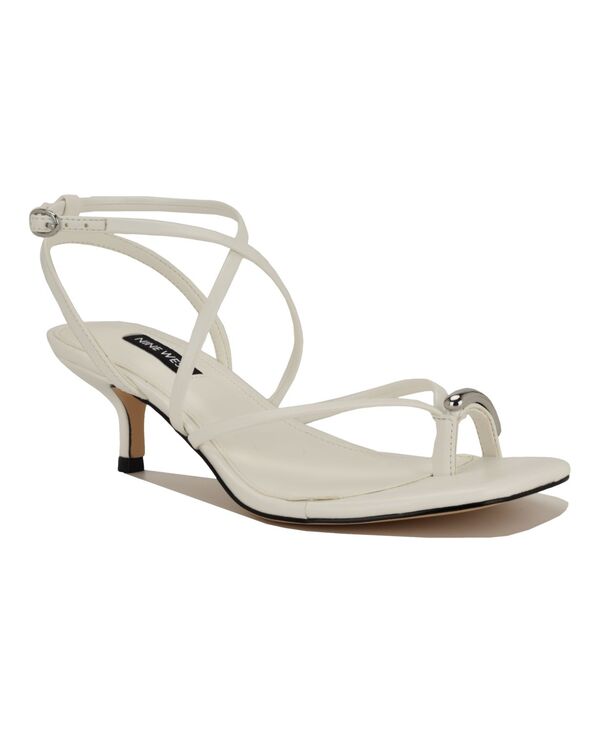 ナインウェスト レディース シューズ サンダル 踵 Nine West Women\u0027s Maystrappy Toe Loop Kitten Heel Dressandals White 白いこと