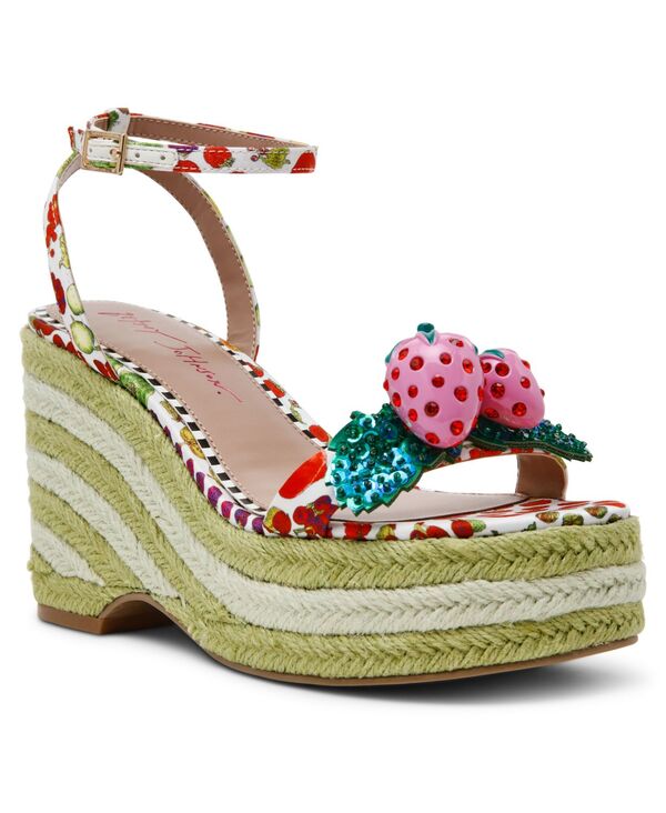 ベッツィジョンソン レディース シューズ サンダル プラットホーム Betsey Johnson Women\u0027s Bobbie Platform Wedge Sandals White Multi 白いこと