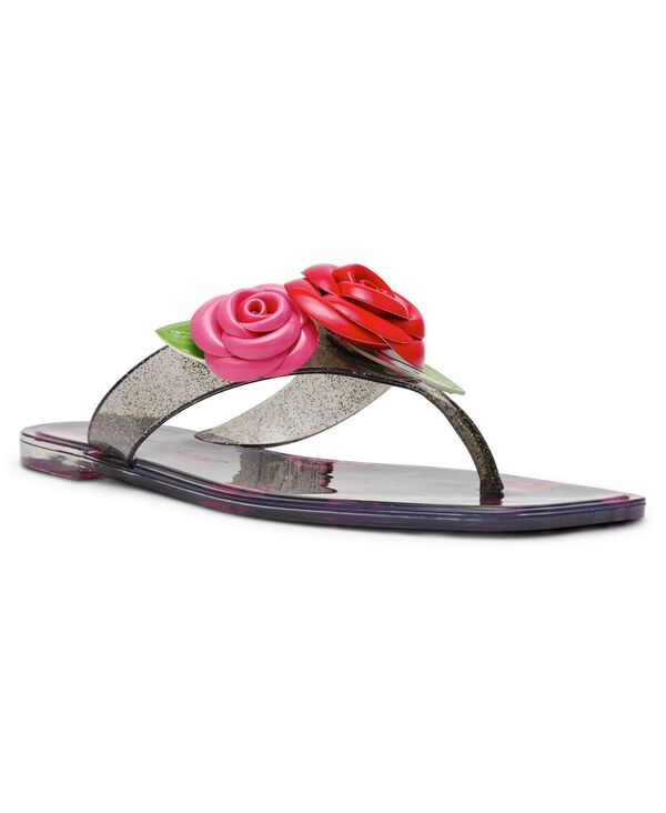 ベッツィジョンソン レディース シューズ サンダル Betsey Johnson Women\u0027s Trenten Rose Jelly Thong Sandals Black Rose 黒いこと