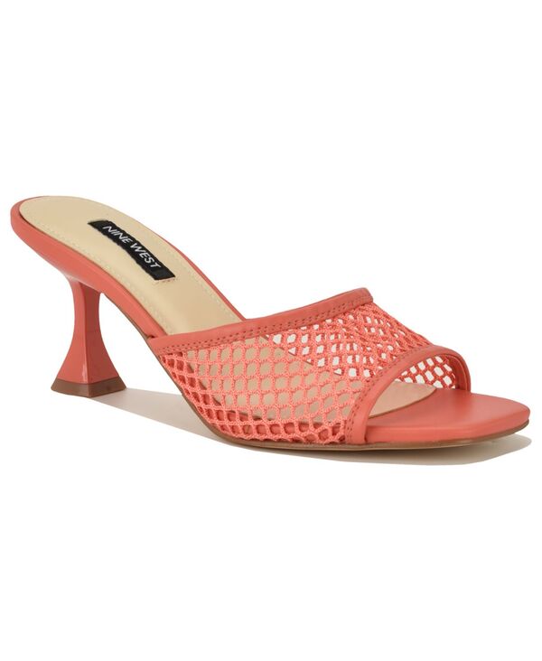 ナインウェスト レディース シューズ サンダル メッシュ 踵 Nine West Women\u0027s Cabana Mesh Kitten Heel Dressandals Dark Coral コーラル