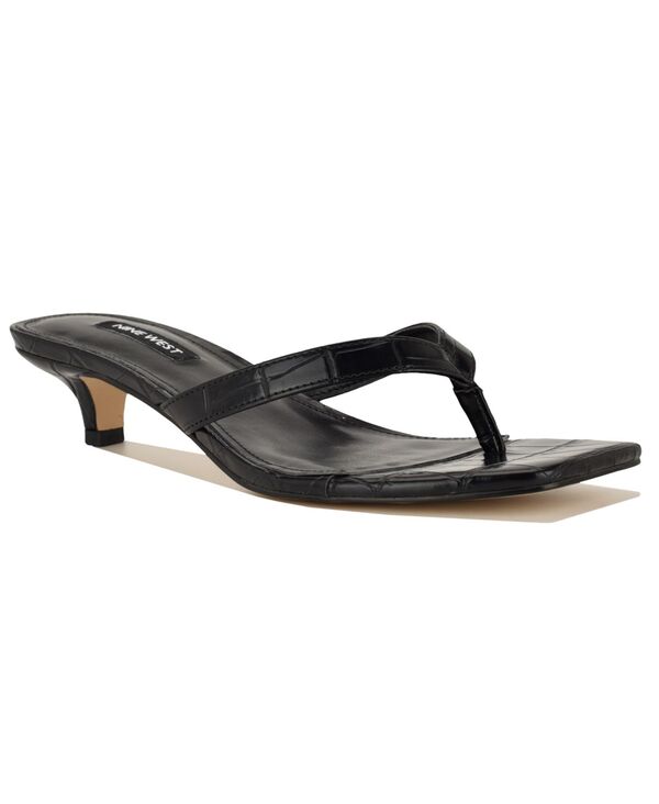 ナインウェスト レディース シューズ サンダル 踵 Nine West Women\u0027s Cassa Thong Low Kitten Heel Dressandals Black Croco 黒いこと