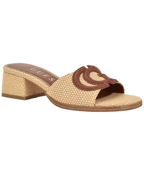ゲス レディース シューズ スリッポン・ローファー サンダル 踵 GUESS Women\u0027s Cerrina Slip-On Block Heel Sandal Natural/Raffia