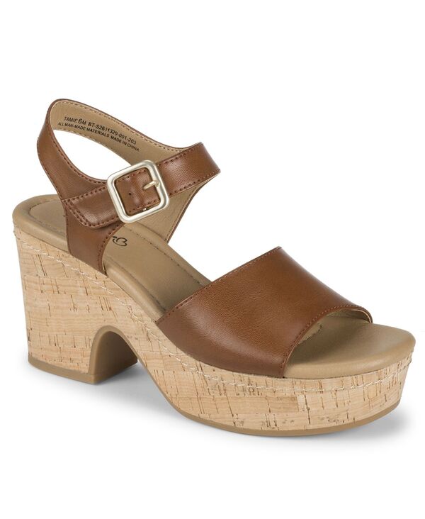 ベアトラップス レディース シューズ サンダル Baretraps Women\u0027s Tamie Round Toe Wedge Sandals Brown 赤銅色