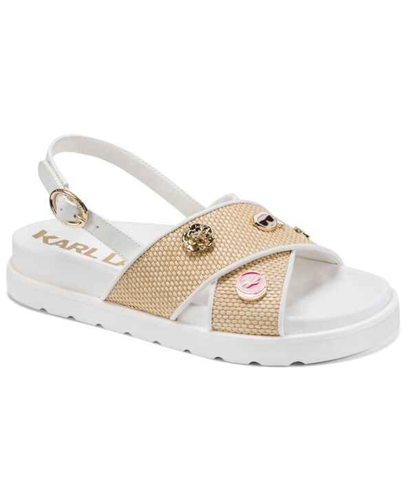 長い巻き毛 ラガーフェルド レディース シューズ サンダル KARLAGERFELD PARIS Women\u0027s Harlan Round Toe X Band Sandals Natural/Bright White 白いこと