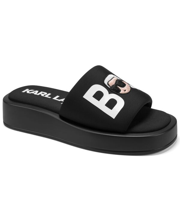 長い巻き毛 ラガーフェルド レディース シューズ サンダル プラットホーム KARLAGERFELD PARIS Women\u0027s Opal Bonjour Platform Slide Sandals Black 黒いこと