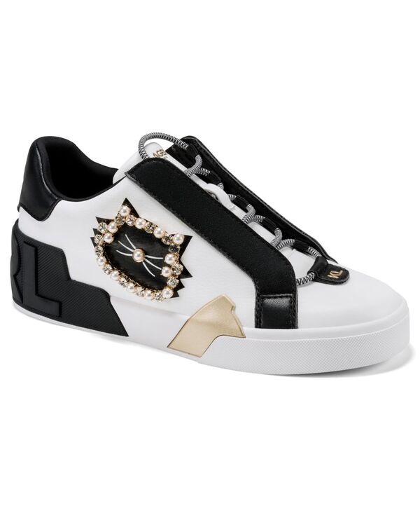 長い巻き毛 ラガーフェルド レディース シューズ スニーカー スピード競技 KARLAGERFELD PARIS Women\u0027s Madisyn Lace-Up Sneakers Bright White/Black 白いこと