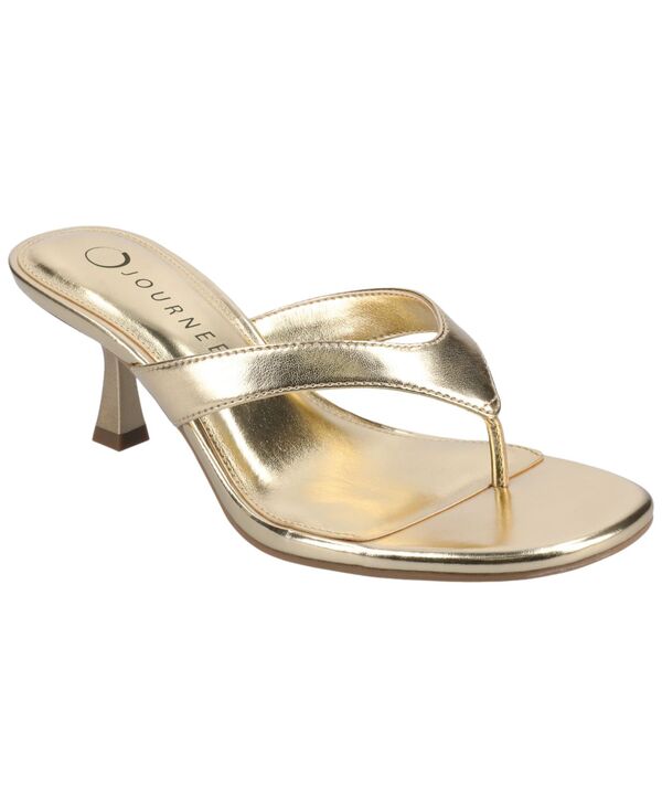 ジュルネ 寄せあわせ レディース シューズ サンダル 踵 Journee Collection Women\u0027s Danielle Kitten Heel Thong Dressandals Gold ゴールド
