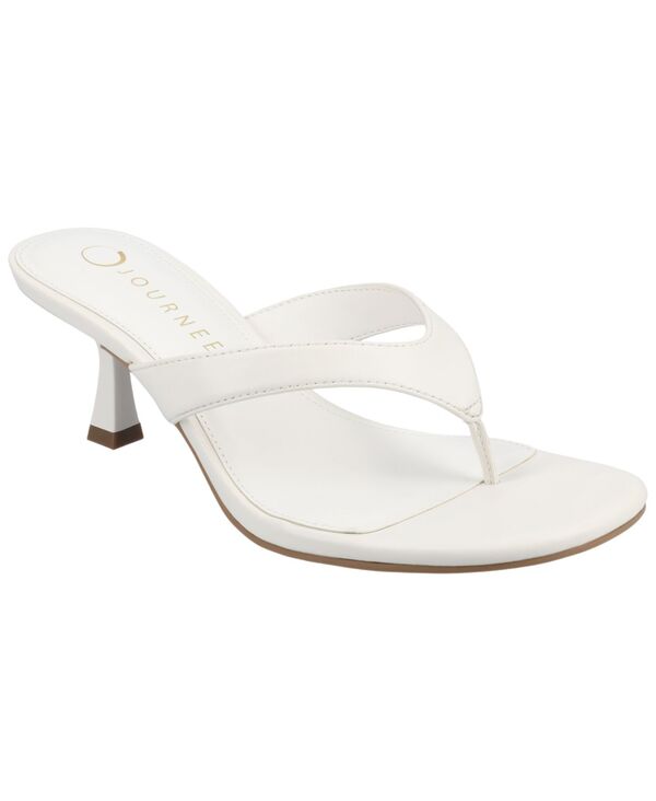 ジュルネ 寄せあわせ レディース シューズ サンダル 踵 Journee Collection Women\u0027s Danielle Kitten Heel Thong Dressandals White 白いこと