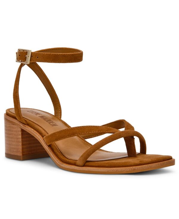 スティーブ マデン レディース シューズ サンダル Steve Madden Women\u0027s Tilly Strappy Square Toe Sandals Cognac Suede