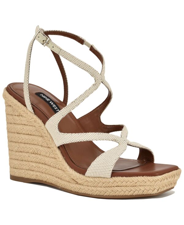 ナインウェスト レディース シューズ サンダル プラットホーム Nine West Women\u0027s Adriane Strappy Espadrille Platform Wedge Sandals Cream 皮膚軟化剤