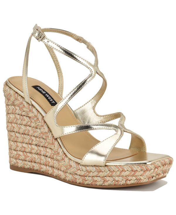 ナインウェスト レディース シューズ サンダル プラットホーム Nine West Women\u0027s Adriane Strappy Espadrille Platform Wedge Sandals Gold ゴールド