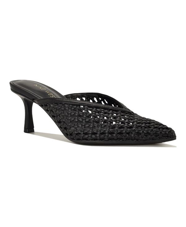 ナインウェスト レディース シューズ パンプス 踵 Nine West Women\u0027s Amelli Woven Kitten Heel Dress Mules Black 黒いこと