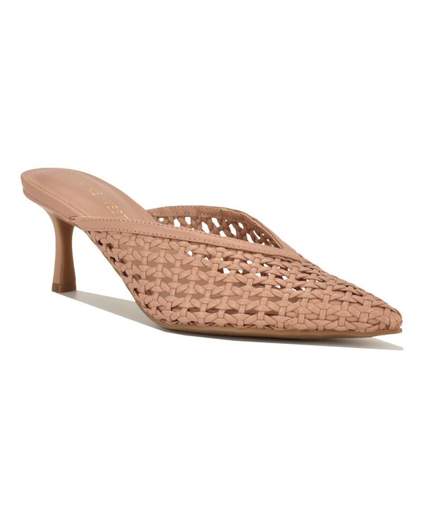 ナインウェスト レディース シューズ パンプス 踵 Nine West Women\u0027s Amelli Woven Kitten Heel Dress Mules Light Natural