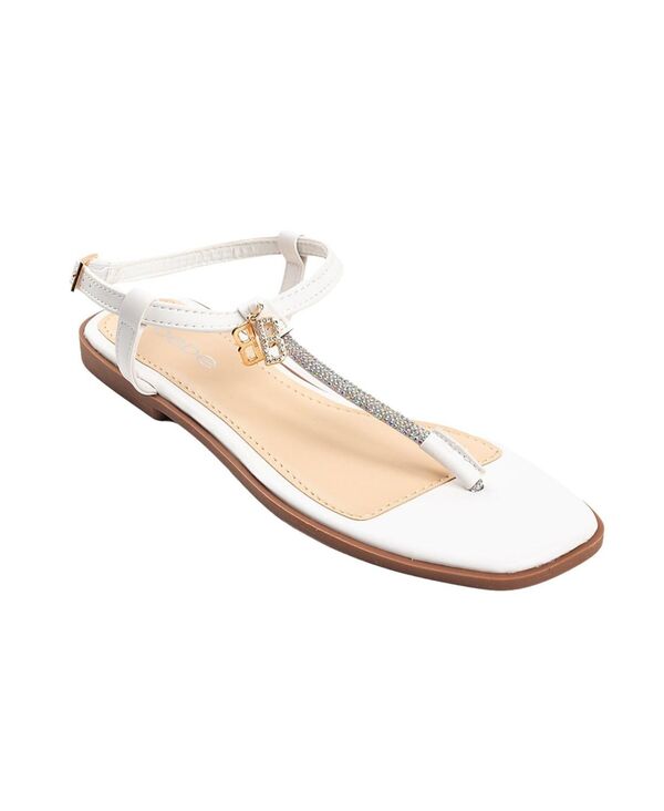 ベベ レディース シューズ サンダル Bebe Women\u0027s Fashion Sandal with T-Strap Upperhinestones andangle Charms White 白いこと