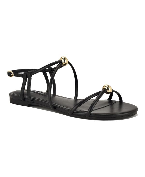 ナインウェスト レディース シューズ サンダル Nine West Women\u0027s Marisstrappy Ornamented Flat Sandals Black 黒いこと