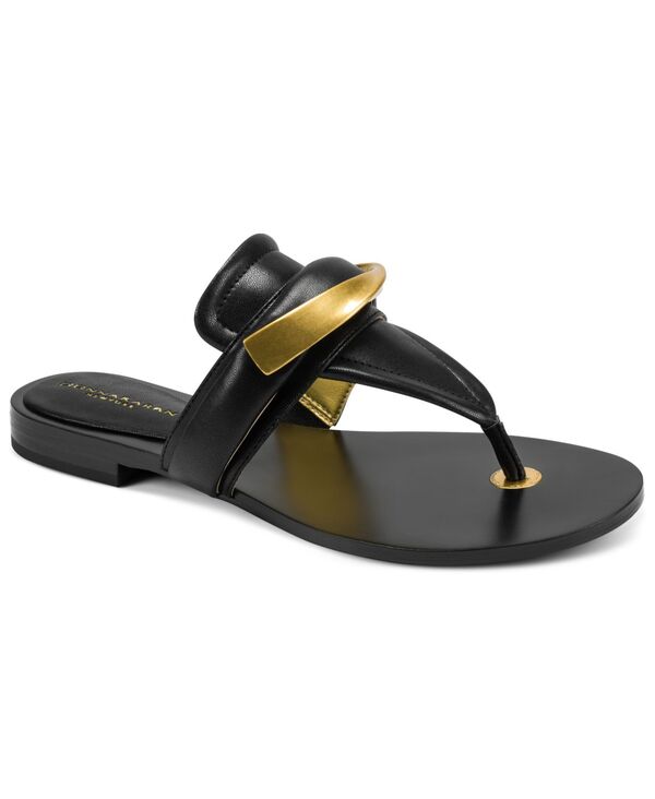 ダナ キャラン ニューヨーク州 レディース シューズ サンダル 天鵝絨 Donna Karanew York Women\u0027s Velvethong Flat Sandals Black 黒いこと