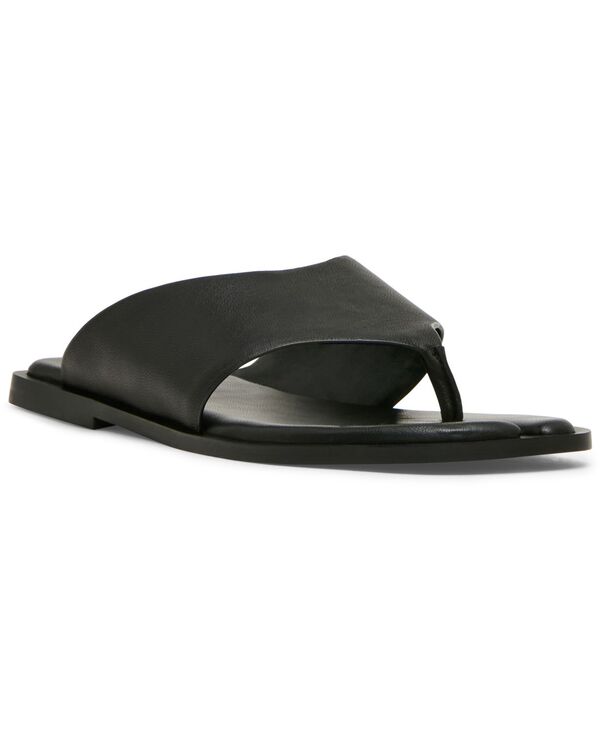 スティーブ マデン レディース シューズ スリッポン・ローファー サンダル Steve Madden Women\u0027s Illia Splitoe Slip-On Flat Sandals Black Leather 黒いこと