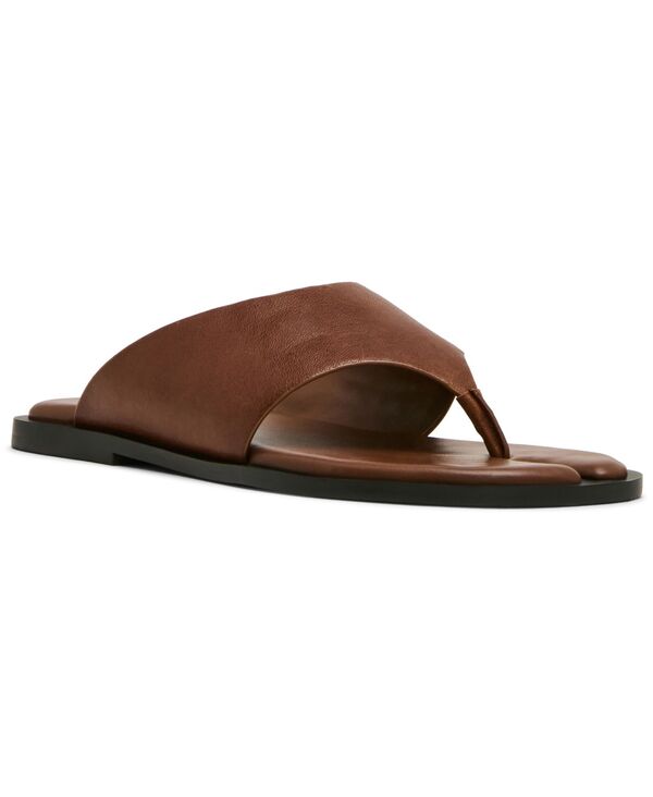 スティーブ マデン レディース シューズ スリッポン・ローファー サンダル Steve Madden Women\u0027s Illia Splitoe Slip-On Flat Sandals Cognac Leather