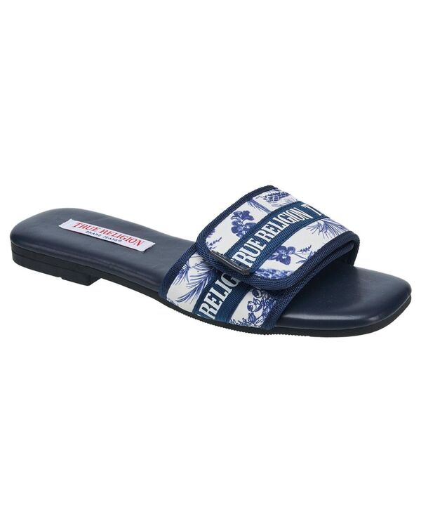 トゥルーレリジョン レディース シューズ サンダル ロゴタイプ True Religion Women\u0027s Missy Logo Adjustable Sandal Blue 青碧