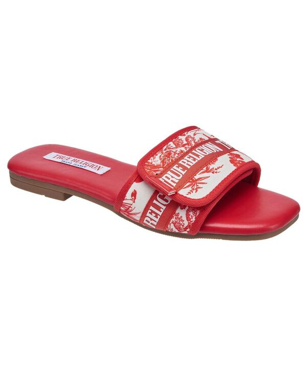 トゥルーレリジョン レディース シューズ サンダル ロゴタイプ True Religion Women\u0027s Missy Logo Adjustable Sandal Red 赤いこと