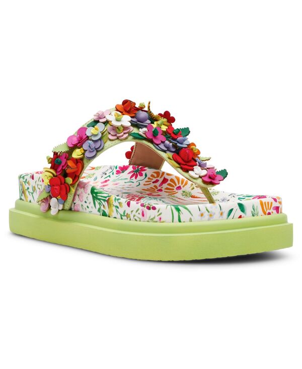 ベッツィジョンソン レディース シューズ サンダル 御花柄 御花 Betsey Johnson Women\u0027s Kammeron Floral Flat Sandals Natural Floral Multi マルチ色合い
