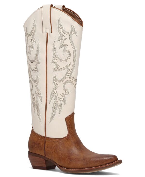 飛球 レディース シューズ ブーツ・レインブーツ Frye and Co. Women\u0027s Irlene Deco Stitch Knee High Western Boots Off White/Caramel Brown 象牙色