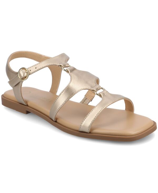 ジュルネ 寄せ合わせ レディース シューズ サンダル Journee Collection Women\u0027s Briley Strappy Flat Sandals Gold ゴールド