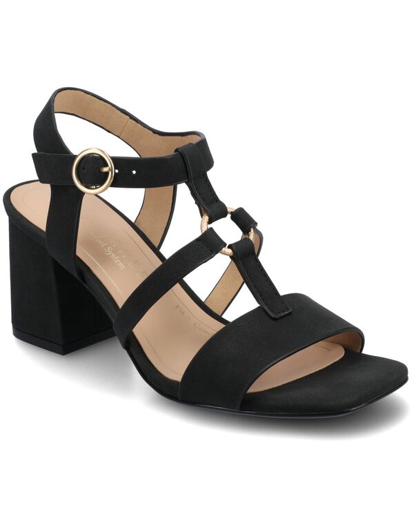 ジュルネ コレクション レディース シューズ サンダル ヒール Journee Collection Women's Merisol Block Heel Strappy Dressandals Black ブラック｜ReVida 店