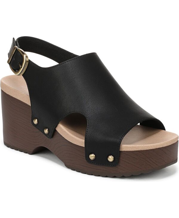 御医者さん・肩かけ レディース シューズ サンダル Dr. Scholl\u0027s Women\u0027s Wrenlee Slingback Sandals Black Faux Leather 黒いこと