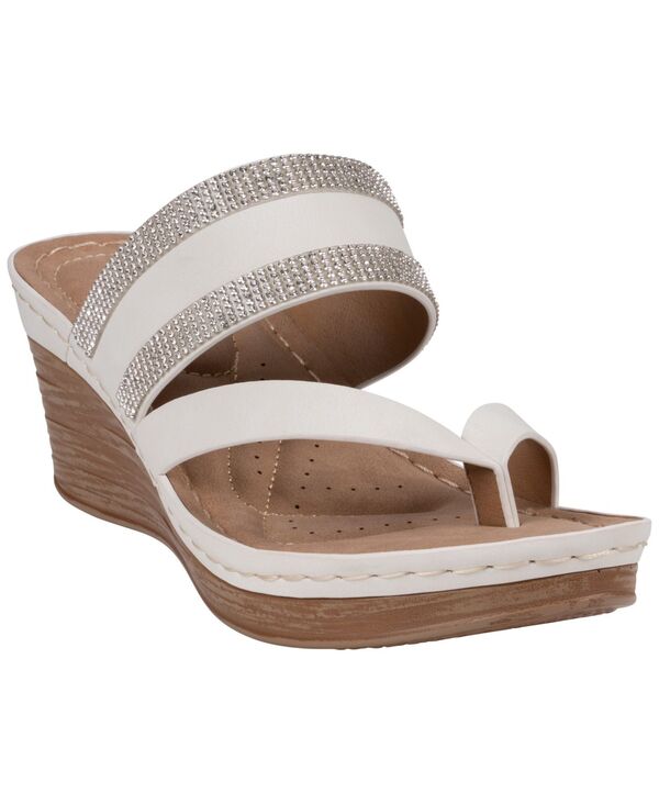 ジーシーシューズ レディース サンダル GC Shoes Women\u0027s Brazen Embellished Wedge Sandals White 白いこと