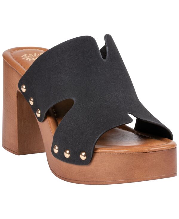 ジーシーシューズ レディース サンダル カットアウト プラットホーム 踵 GC Shoes Women\u0027s Cocktail Cutout Wooden Block Heel Platform Sandals Black 黒いこと