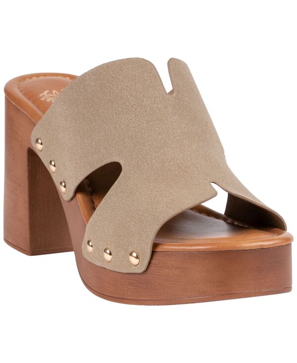 ジーシーシューズ レディース サンダル カットアウト プラットホーム 踵 GC Shoes Women\u0027s Cocktail Cutout Wooden Block Heel Platform Sandals Khaki カーキ
